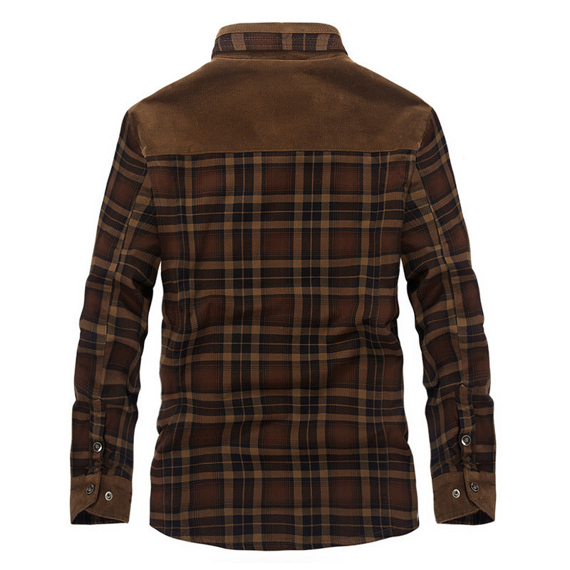 Winter Jacket Men Thicken Warm Fleece Jackets Coats Pure Cotton Plaid