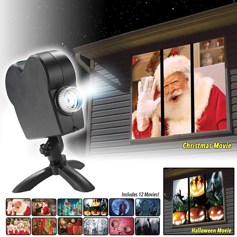 Halloween Christmas Laser Projector 12 Movies Disco Light Mini Window