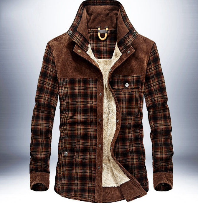 Winter Jacket Men Thicken Warm Fleece Jackets Coats Pure Cotton Plaid