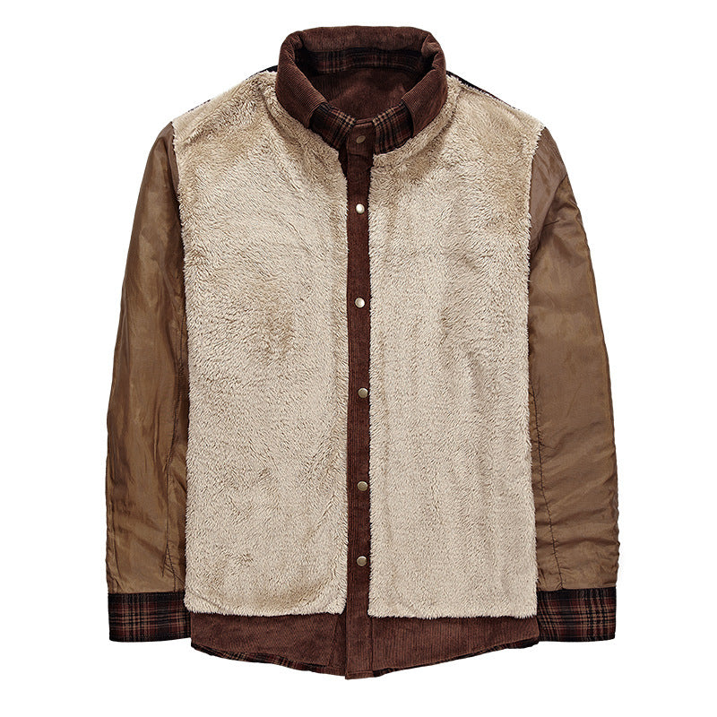 Winter Jacket Men Thicken Warm Fleece Jackets Coats Pure Cotton Plaid