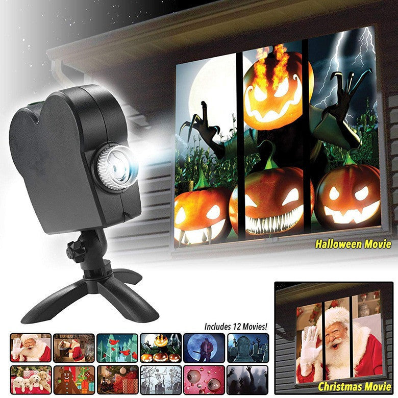 Halloween Christmas Laser Projector 12 Movies Disco Light Mini Window