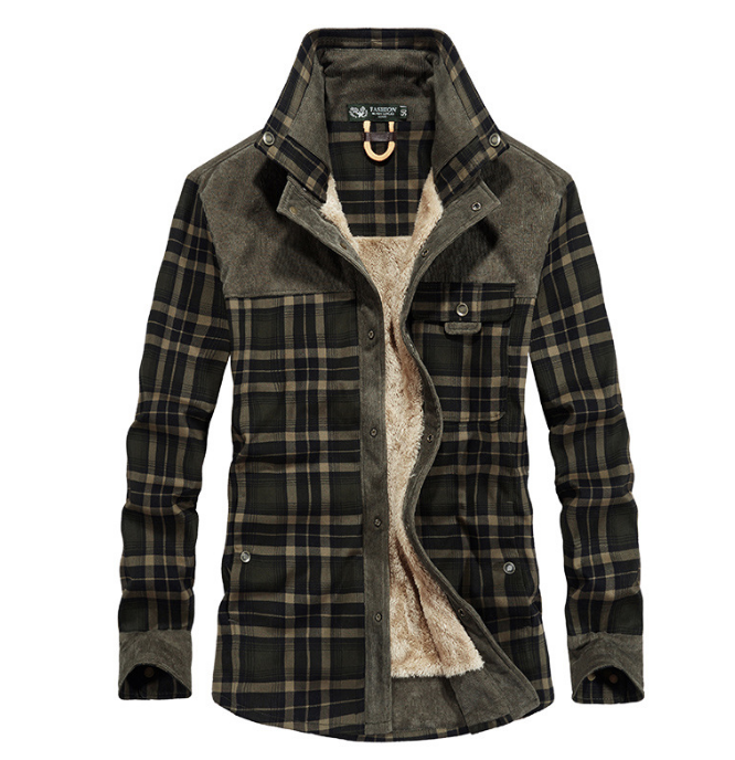Winter Jacket Men Thicken Warm Fleece Jackets Coats Pure Cotton Plaid
