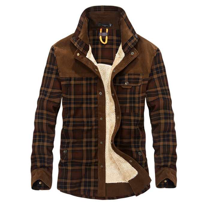 Winter Jacket Men Thicken Warm Fleece Jackets Coats Pure Cotton Plaid