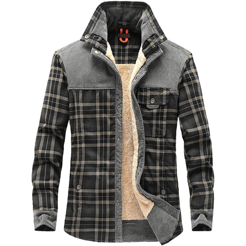 Winter Jacket Men Thicken Warm Fleece Jackets Coats Pure Cotton Plaid 