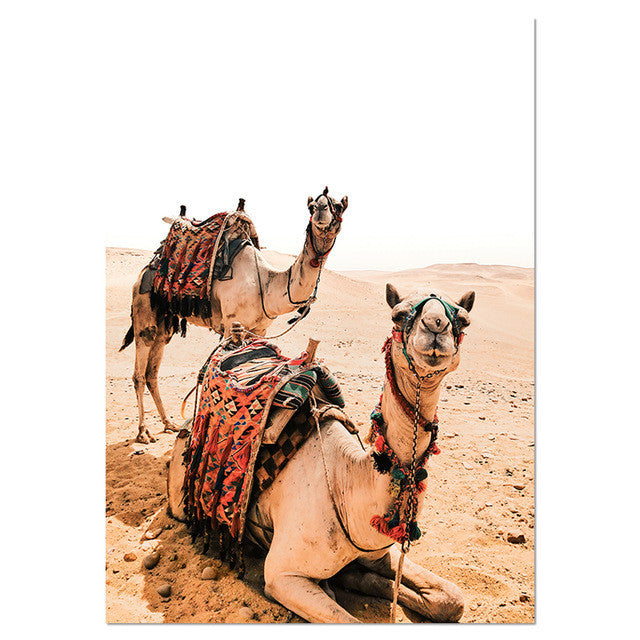 Landscape Canvas Print Painting Poster Camel Wall Art Picture for Living Room Decor