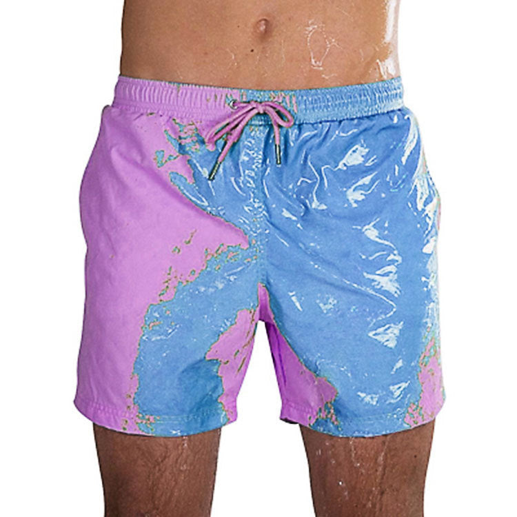 Magical Change Color Beach Shorts Summer Men Swimming Trunks Swimwear Swimsuit Quick Dry