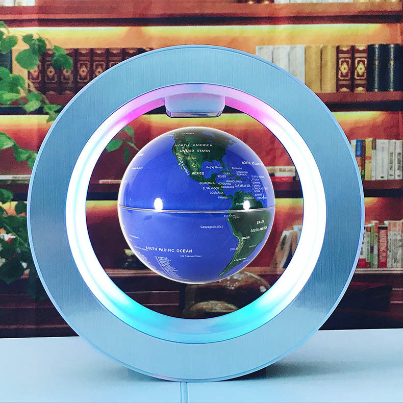 Round LED World Map Floating Globe Magnetic Levitation Light Anti Grav