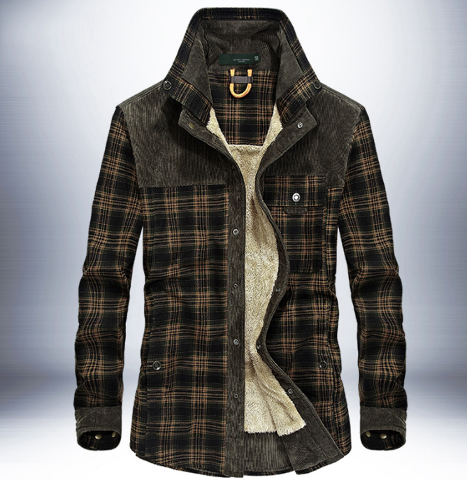 Winter Jacket Men Thicken Warm Fleece Jackets Coats Pure Cotton Plaid 