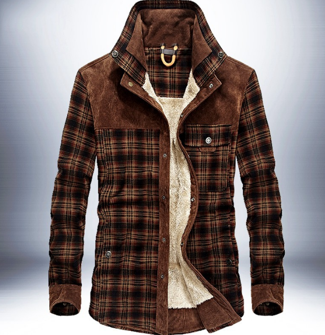 Winter Jacket Men Thicken Warm Fleece Jackets Coats Pure Cotton Plaid 