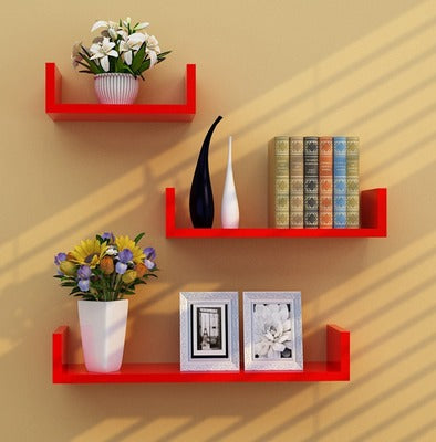 Living Room Wall Punch-free Shelf Wall Hanging Bookshelf Clapboard Storage Shelf TV Background Wall Decoration Shelf