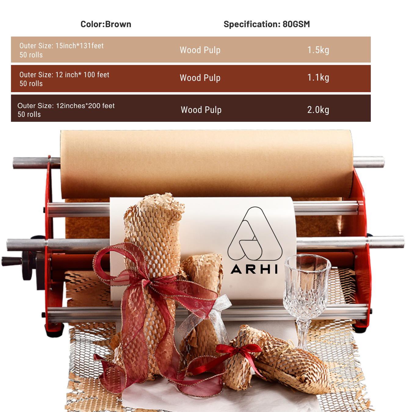 ARHI Honeycomb Packing Paper 15"x131' for Packing Moving & Gifts | Free Shipping