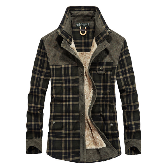 Winter Jacket Men Thicken Warm Fleece Jackets Coats Pure Cotton Plaid 