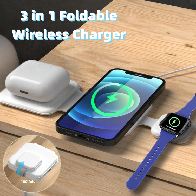 3 In 1 Magnetic Foldable Wireless Charger Charging Station Multi-devic