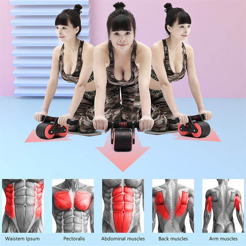 Double Wheel Abdominal Exerciser Women Men Automatic Rebound Ab Wheel 