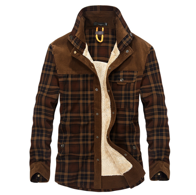 Winter Jacket Men Thicken Warm Fleece Jackets Coats Pure Cotton Plaid 