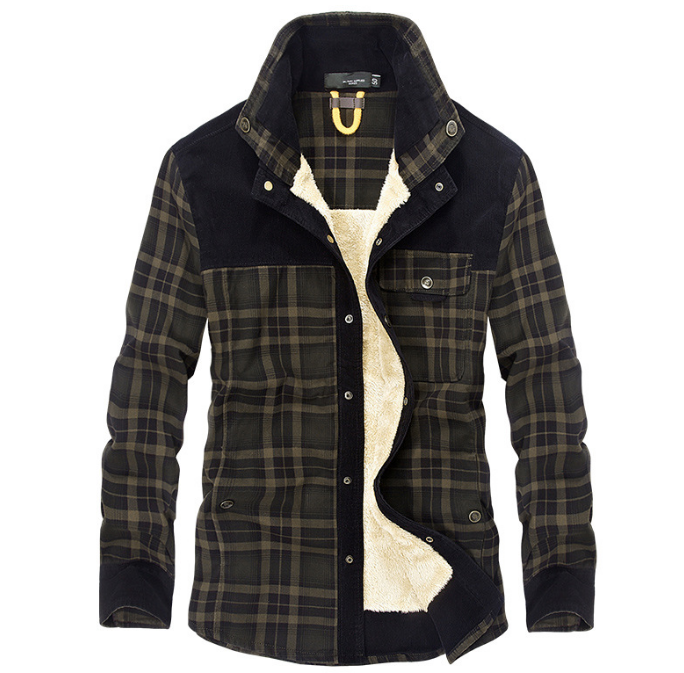 Winter Jacket Men Thicken Warm Fleece Jackets Coats Pure Cotton Plaid 