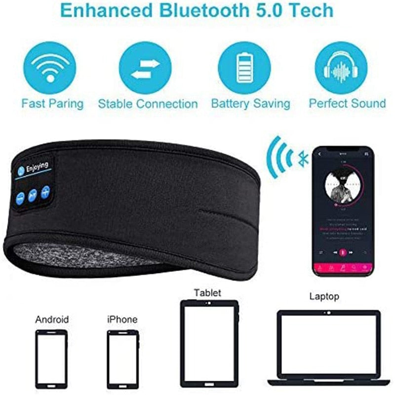 Wireless Bluetooth Sleeping Headphones Headband Thin Soft Elastic Comf