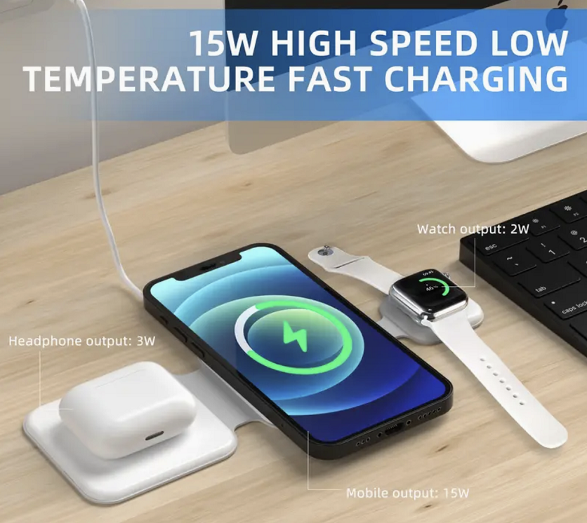 3 In 1 Magnetic Foldable Wireless Charger Charging Station Multi-devic