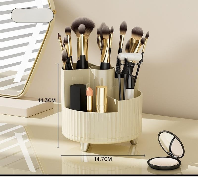 Cosmetics Storage Box Rotating Pen Holder Dresser Table Large Capacity Makeup Brush Lipstick Eye Shadow Puff Storage Rack