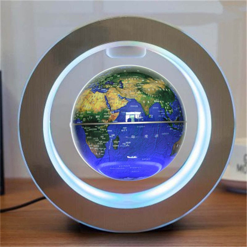 Round LED World Map Floating Globe Magnetic Levitation Light Anti Grav