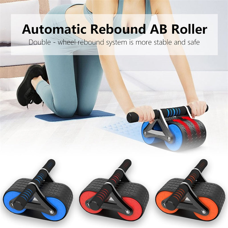 Double Wheel Abdominal Exerciser Women Men Automatic Rebound Ab Wheel 