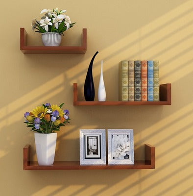 Living Room Wall Punch-free Shelf Wall Hanging Bookshelf Clapboard Storage Shelf TV Background Wall Decoration Shelf