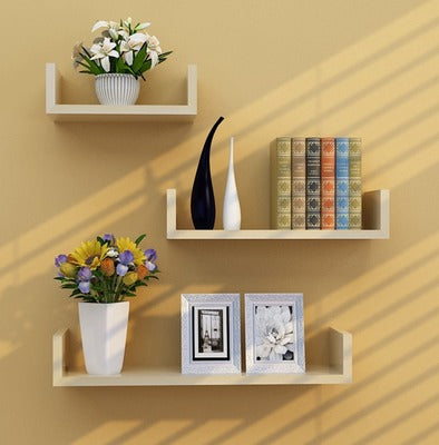 Living Room Wall Punch-free Shelf Wall Hanging Bookshelf Clapboard Storage Shelf TV Background Wall Decoration Shelf