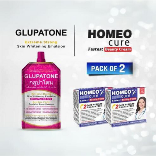 1x GLUPATONE Extreme Strong Emulsion 50ml With 2x Homeo Cure Beauty Cream