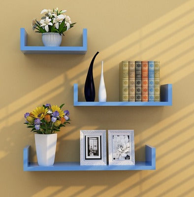 Living Room Wall Punch-free Shelf Wall Hanging Bookshelf Clapboard Storage Shelf TV Background Wall Decoration Shelf