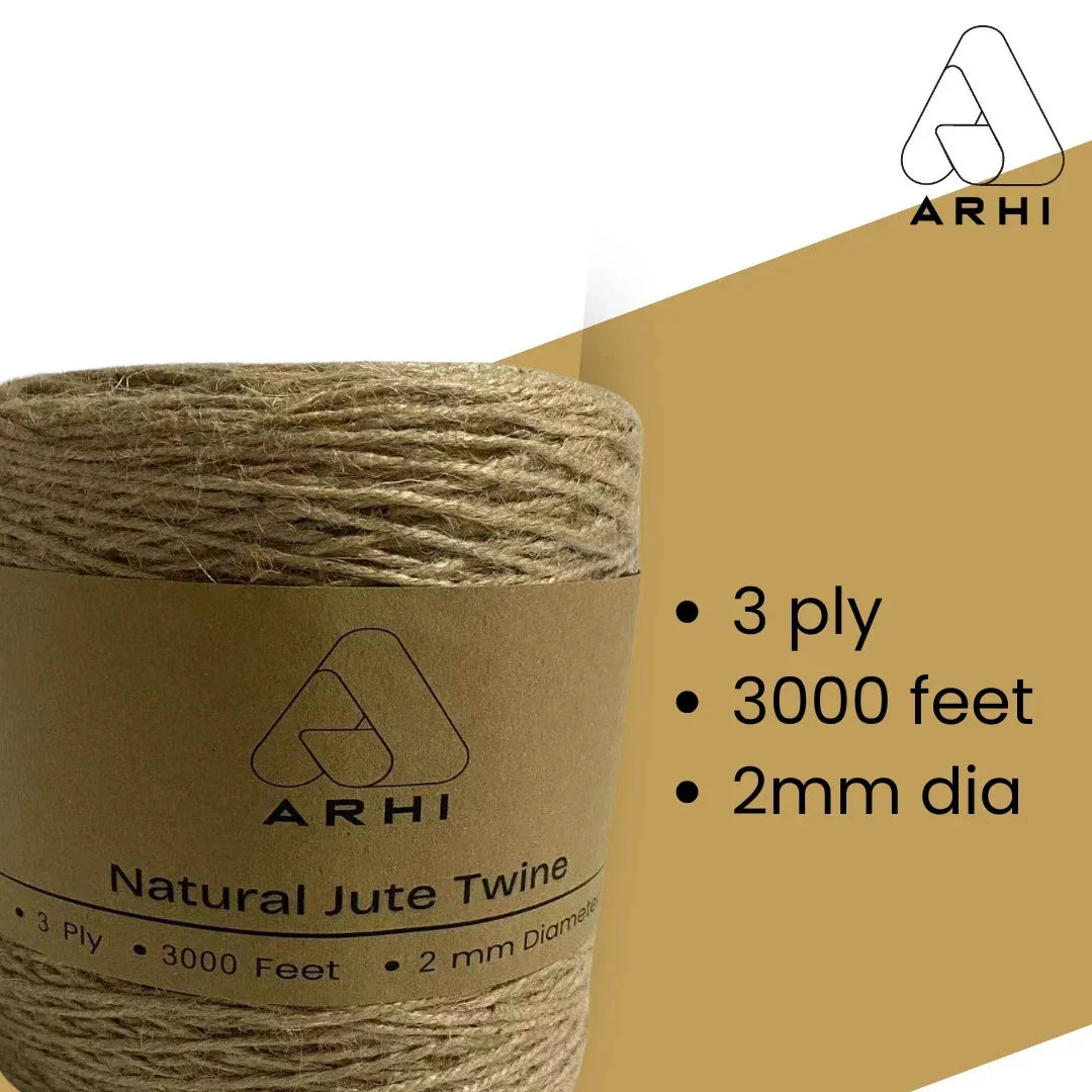ARHI 3000FT Natural Jute Twine Rope 2mm 3Ply for Gardening & Packing Craft USA
