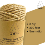 2 Pack ARHI 200FT Natural Jute Twine Rope 4mm 3Ply for Gardening & Packing Craft - Image 2