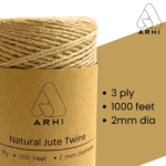 2Pack ARHI 1000FT Natural Jute Twine Rope 2mm 3Ply for Gardening & Packing Craft - Image 2