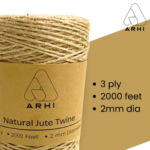 ARHI 2000FT Natural Jute Twine Rope 2mm 3Ply for Gardening & Packing Craft USA - Image 2
