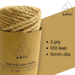 2 Pack ARHI 100FT Natural Jute Twine Rope 5mm 3Ply for Gardening & Packing Craft - Image 2